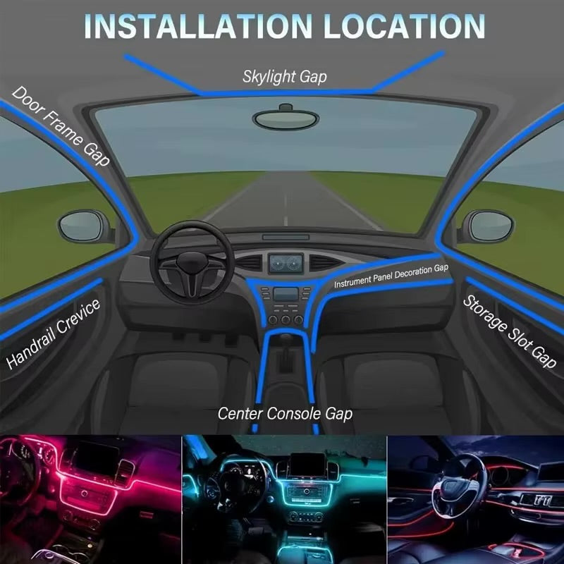 Car RGB Ambient Neon LED Light Strip-USB App Control