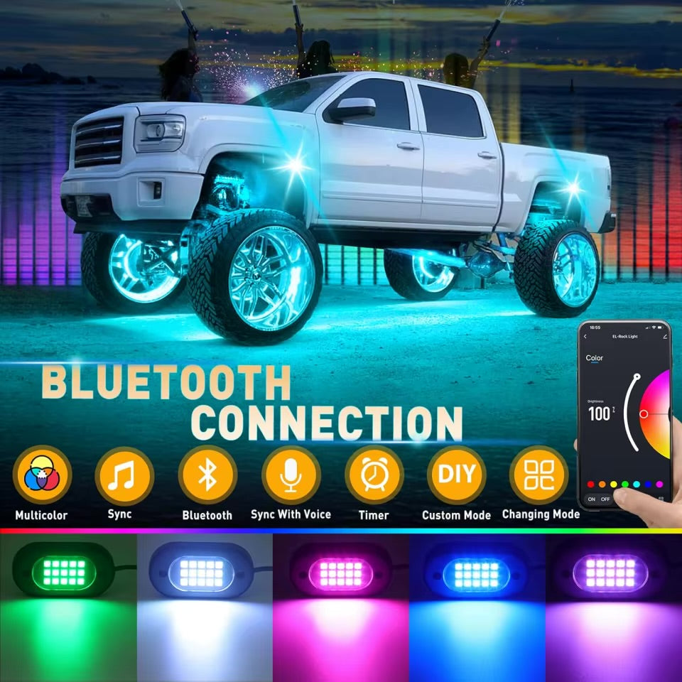 RGB Rock Lights for Trucks-App-Controlled LED Underglow