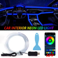 Car RGB Ambient LED Light Strip 1/2/3/4/5M APP Control USB Fiber Optic Remote control.