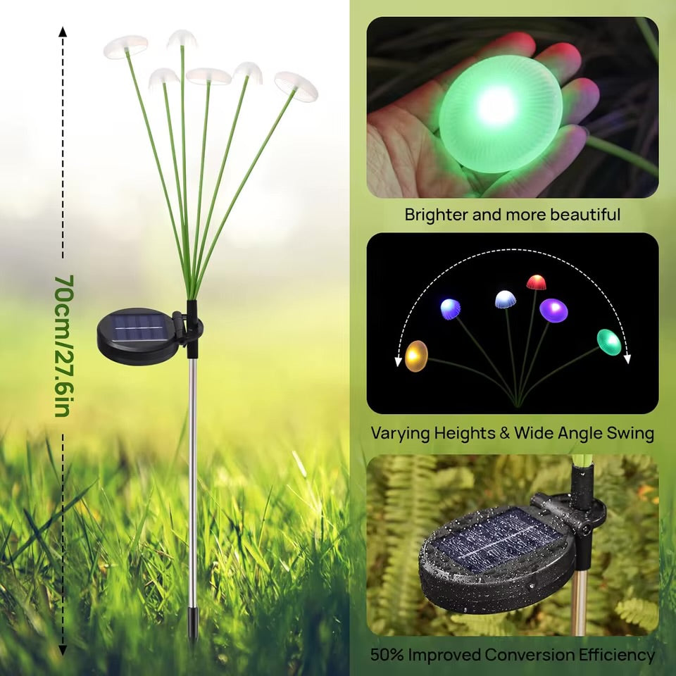 Solar Garden Lights Dual Mode LED Solar Mushroom Lights Waterproof Yard Patio Pathway Jellyfish for Garden.