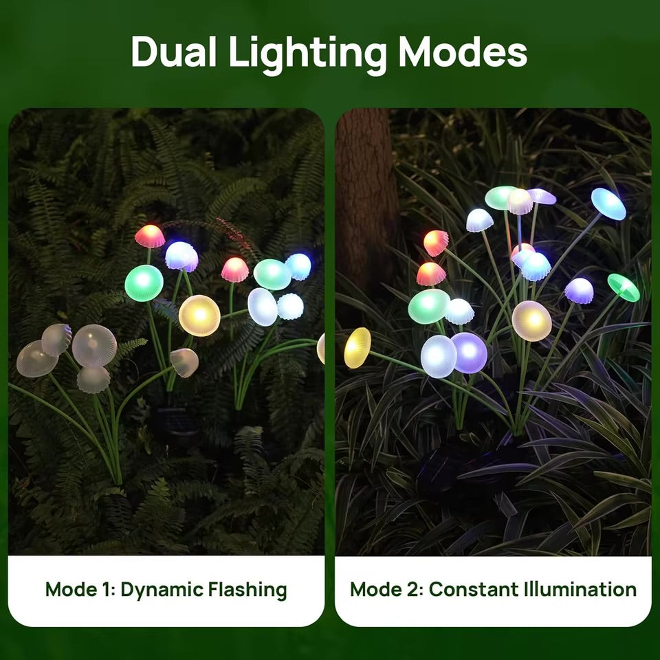 Solar Garden Lights Dual Mode LED Solar Mushroom Lights Waterproof Yard Patio Pathway Jellyfish for Garden.