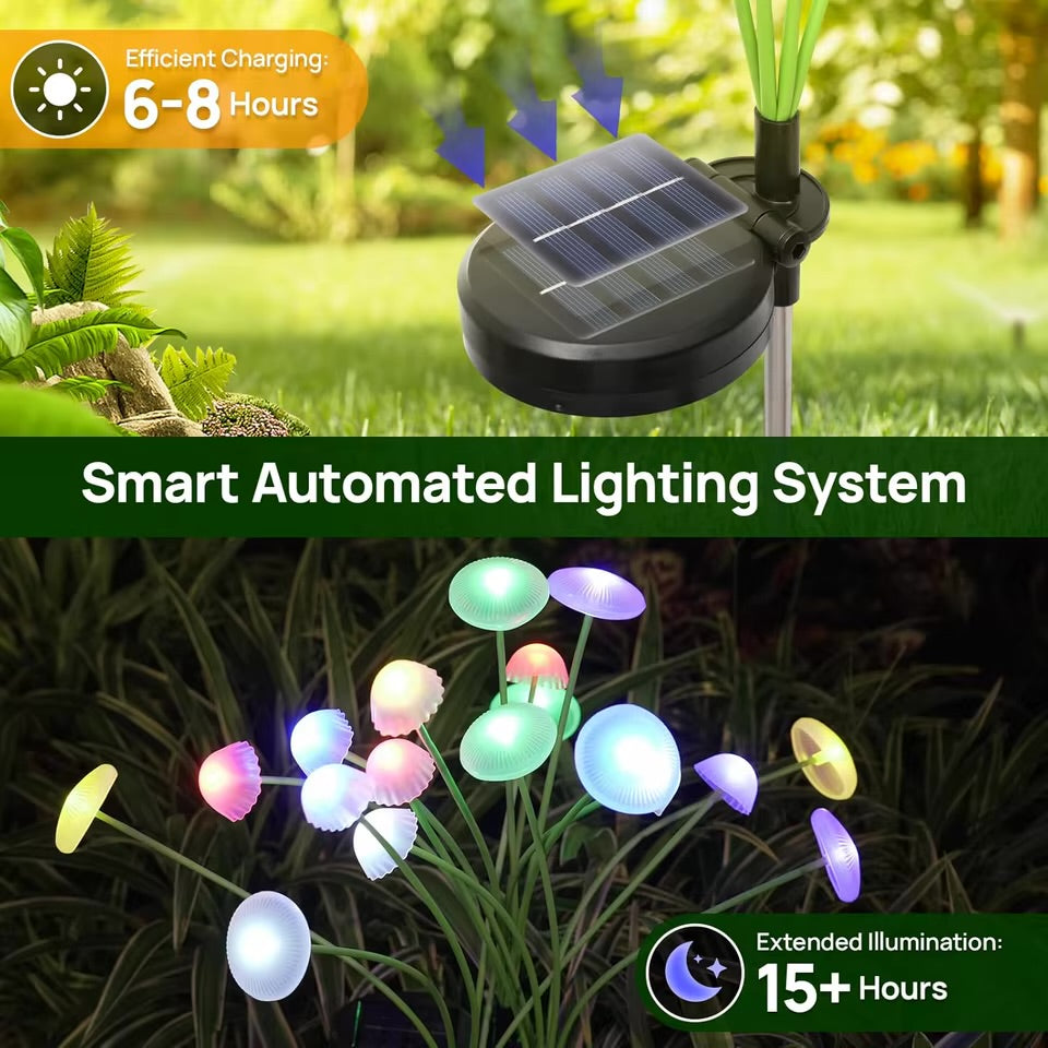 Solar Garden Lights Dual Mode LED Solar Mushroom Lights Waterproof Yard Patio Pathway Jellyfish for Garden.