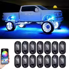 4/8/12PCS RGB Neon LED Rock Light 3D Lens Car Underglow Chassis Light Universal For Jeep Truck SUV ATV UTV