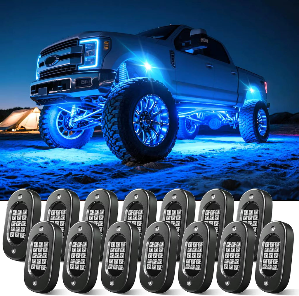 4/8/12PCS RGB Neon LED Rock Light 3D Lens Car Underglow Chassis Light Universal For Jeep Truck SUV ATV UTV