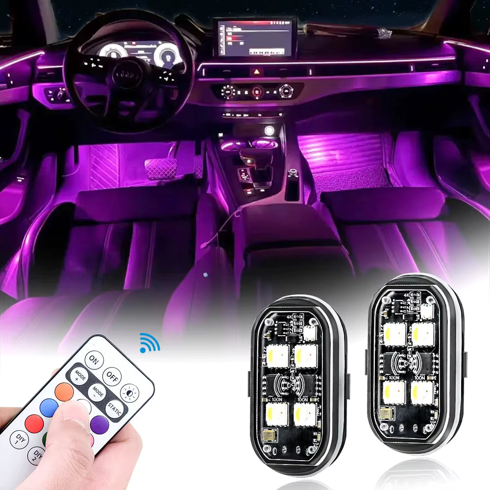 2/4/6x 8colors Car Interior Lights, Car Interior Ambient Light with Remote Contro.