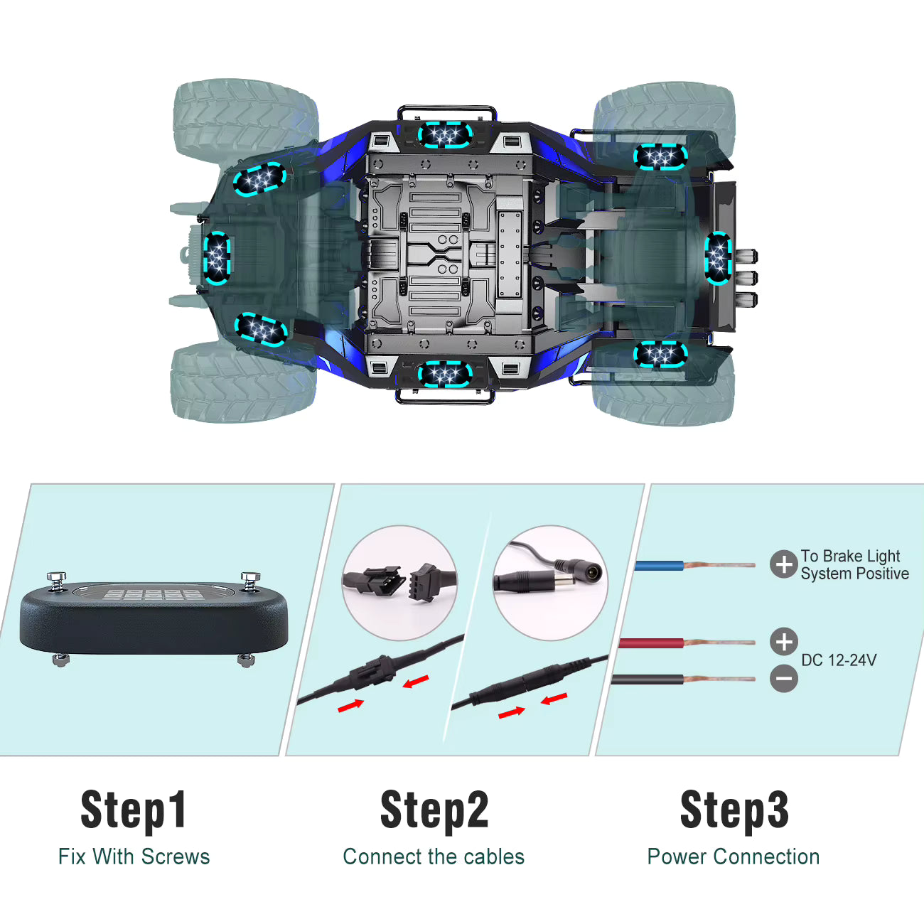 4/8/12PCS RGB Neon LED Rock Light 3D Lens Car Underglow Chassis Light Universal For Jeep Truck SUV ATV UTV