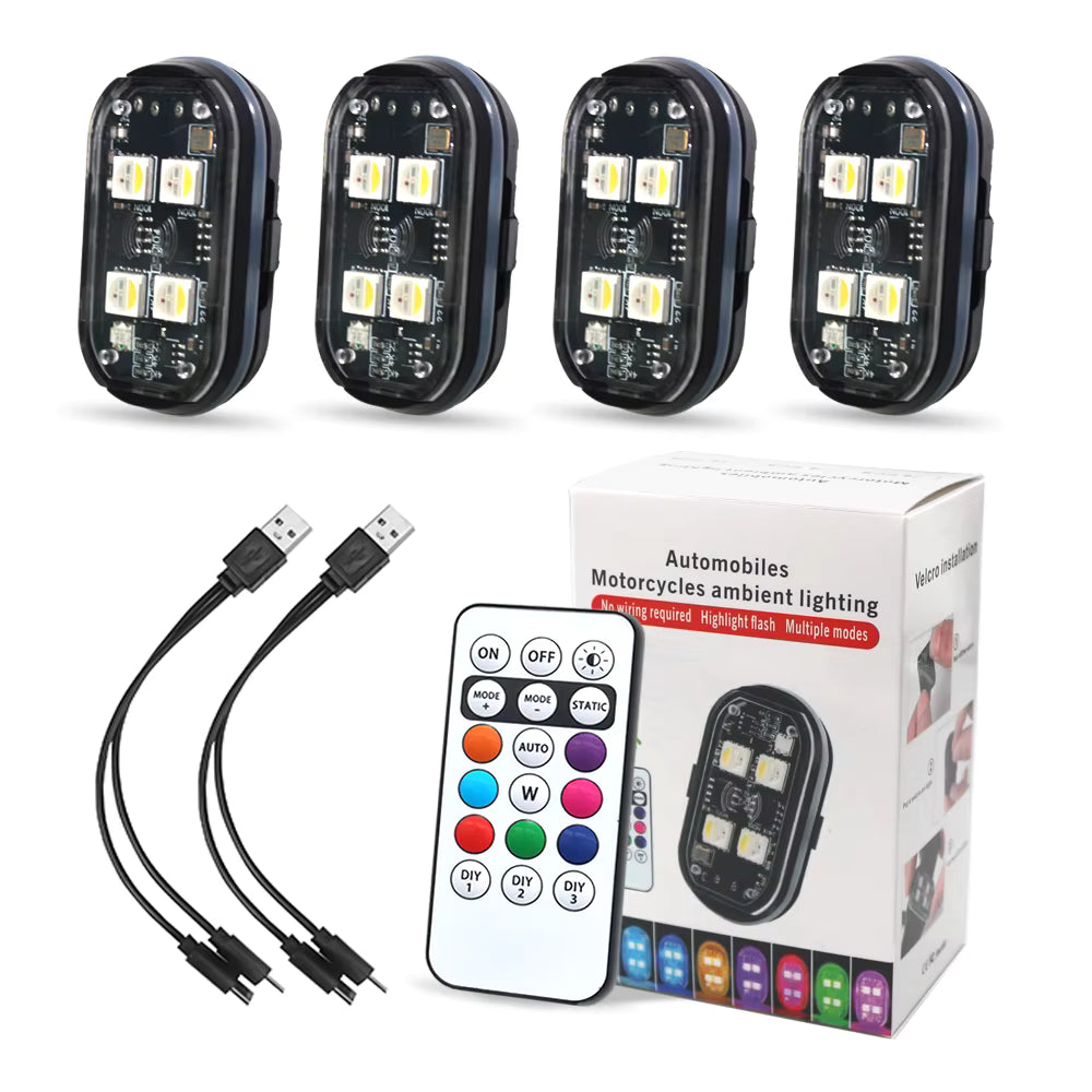 2/4/6x 8colors Car Interior Lights, Car Interior Ambient Light with Remote Contro.